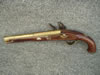 Valley of Virginia flintlock brass barrel pistol, with walnut stock and acorn tang carving, silver escutcheon and brass wire inlay . Circa 1800.